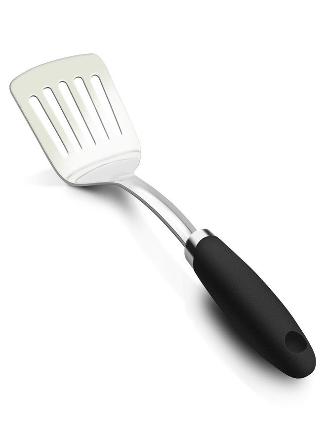 JXWING Brushed Slotted Stainless Steel Turner, Non-Slip Spatula with Ergonomic Handle - Image 1