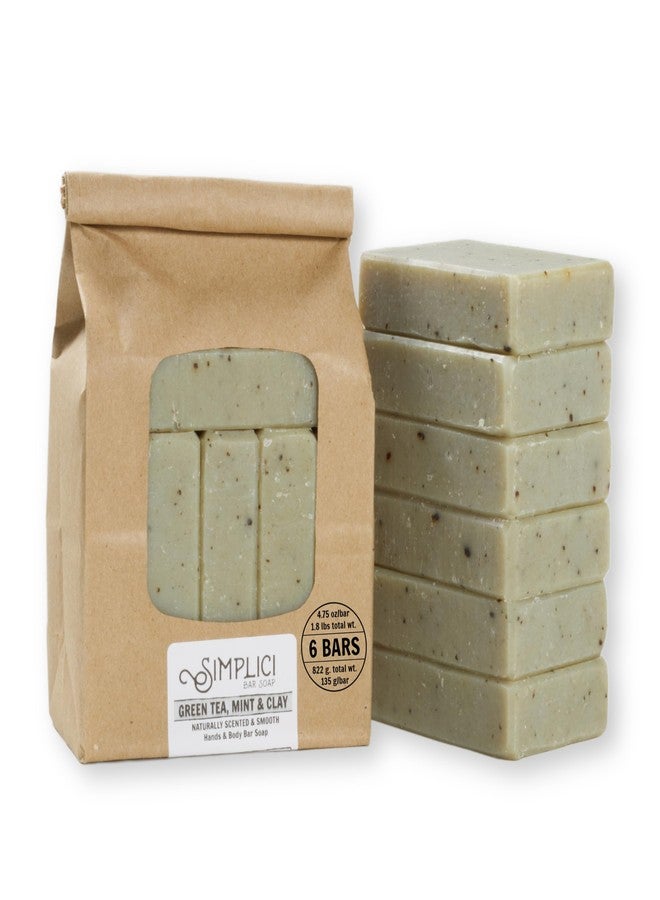 Simplici Green Tea, Mint & Clay Natural Soap (smooth + pure essential oils) 6 Bar Value Bag. Palm Free - Image 1