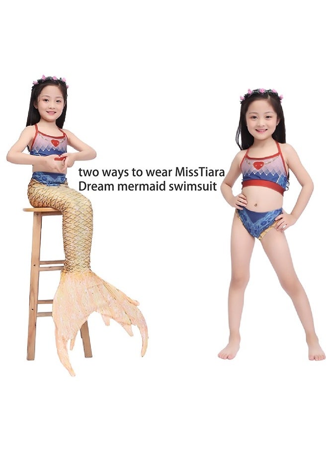 MissTiara - Children's Mermaid Swimsuit Set Mermaid Tail Swimsuit Mermaid Costume With a Set of Children's Jewelry - Image 1