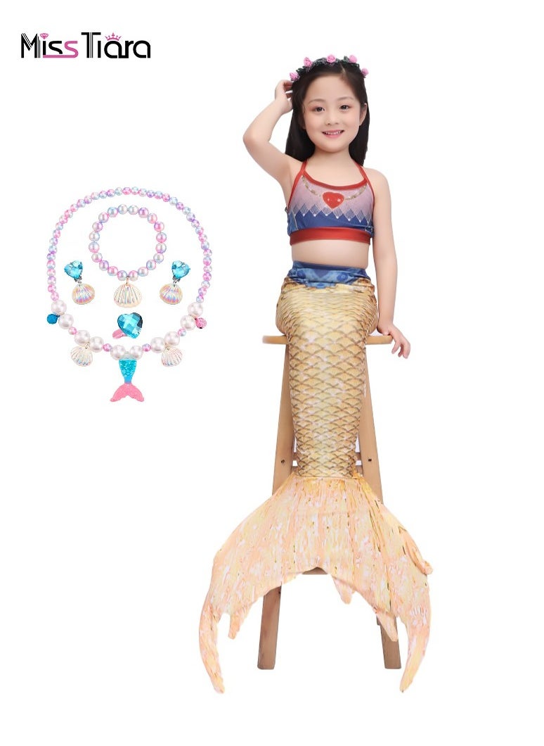 MissTiara - Children's Mermaid Swimsuit Set Mermaid Tail Swimsuit Mermaid Costume With a Set of Children's Jewelry - Image 1