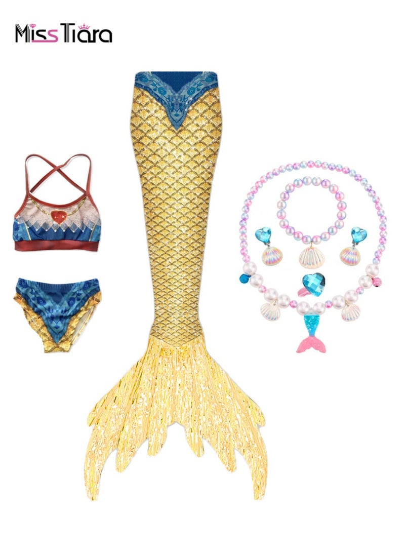 MissTiara - Children's Mermaid Swimsuit Set Mermaid Tail Swimsuit Mermaid Costume With a Set of Children's Jewelry - Image 1