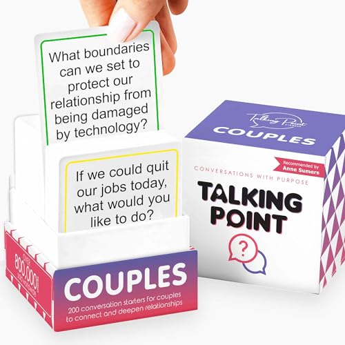 TALKING POINT CARDS 200 Conversation Cards for Couples Card Games for Date Night Relationship Questions Intimacy Building for Adults Anniversary Engagement Gifts Couples Games - Image 1
