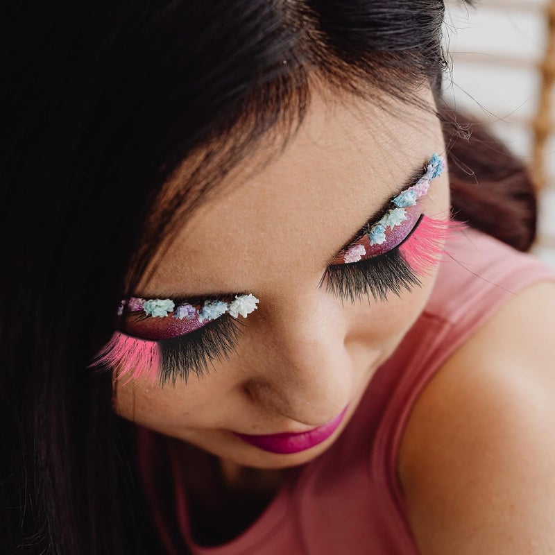5 Pairs Colored Faux Eyelashes, Natural 3d Semi-strip Lashes with Fluorescent Effect, Lightweight Cosmetic Lashes for Women’s Cat Eye Makeup - Image 3