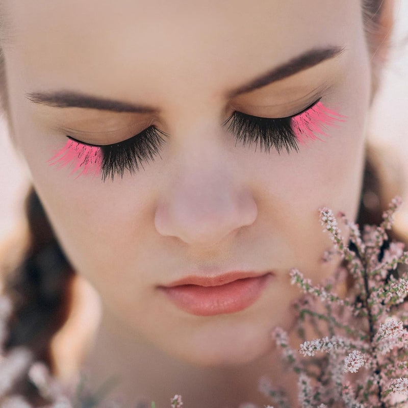 5 Pairs Colored Faux Eyelashes, Natural 3d Semi-strip Lashes with Fluorescent Effect, Lightweight Cosmetic Lashes for Women’s Cat Eye Makeup - Image 4