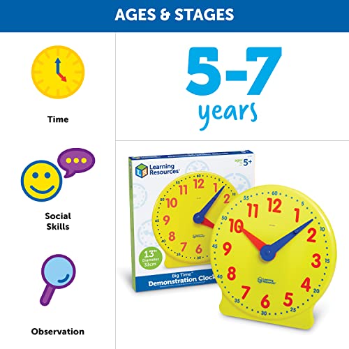 Learning Resources Big Time Learning Clock, Analog Clock, Homeschool, 12 Hour, Basic Math Development, Ages 5+ - Image 5