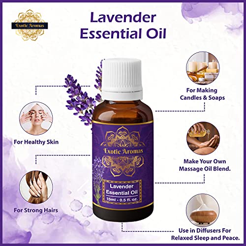 Exotic Aromas Lavender Essential Oil for Aroma Therapy, Stress Relief, Hair, Skin (15Ml + 15Ml) Pack of 2 - Image 3