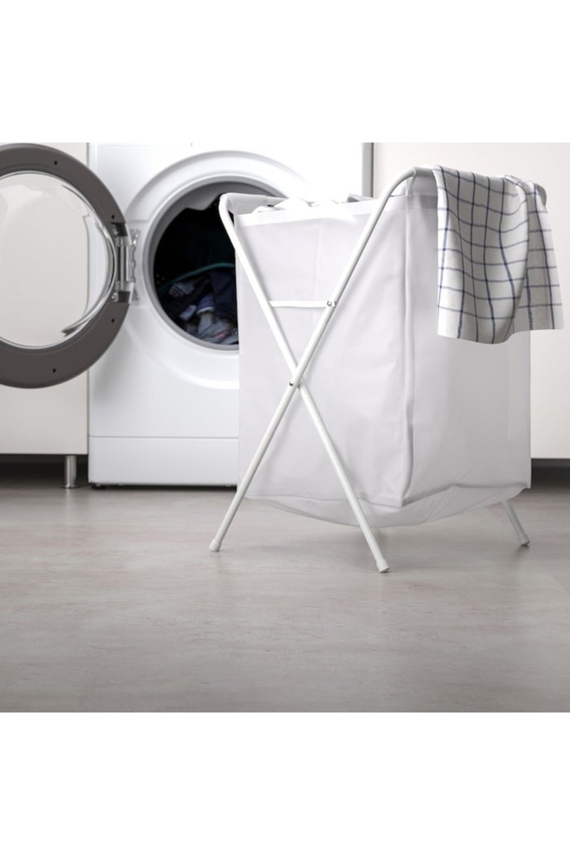 Jall JÄLL Laundry Bag with Stand – 50L Foldable White Mesh Hamper for Small Spaces - Image 3