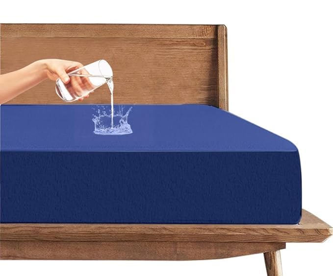 Trance Cotton Feel Terry Ultra Soft Waterproof Mattress Protector | Breathable - Hypoallergenic Mattresses Cover (75x42 inch | 6.25x3.5 feet, Classic Blue - Pack of 1) - Image 1