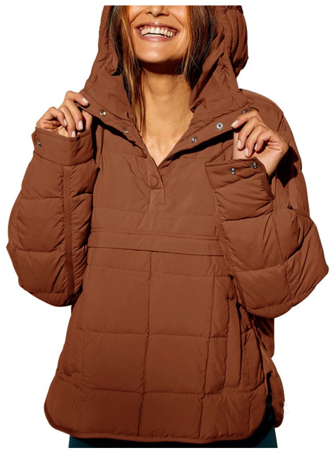 Hooded Long-sleeved Flap Pocket Pants Pure Color Cotton Jacket