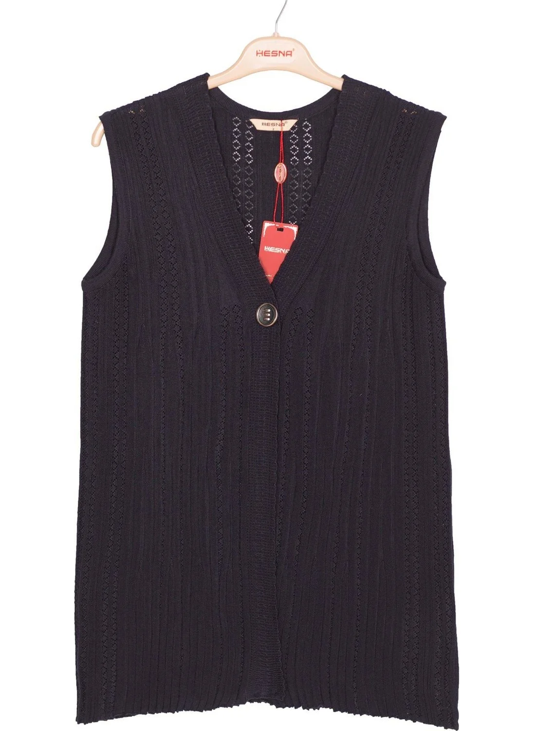 Hesna Accordion Knit Vest Navy Blue