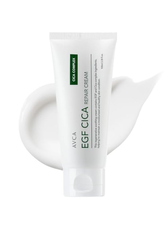 AVCA EGF Cica Repair Cream 100 mL 338 fl oz FragranceFree Moisturizer for Sensitive Skin with Centella Aloe FastAbsorbing DermatologistTested KBeauty - Image 1