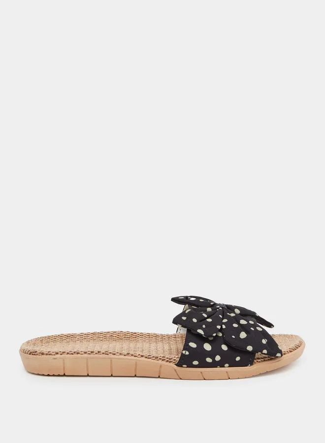 Take Two Take Two Polka Dot Print Bow Detail Flat Sandals