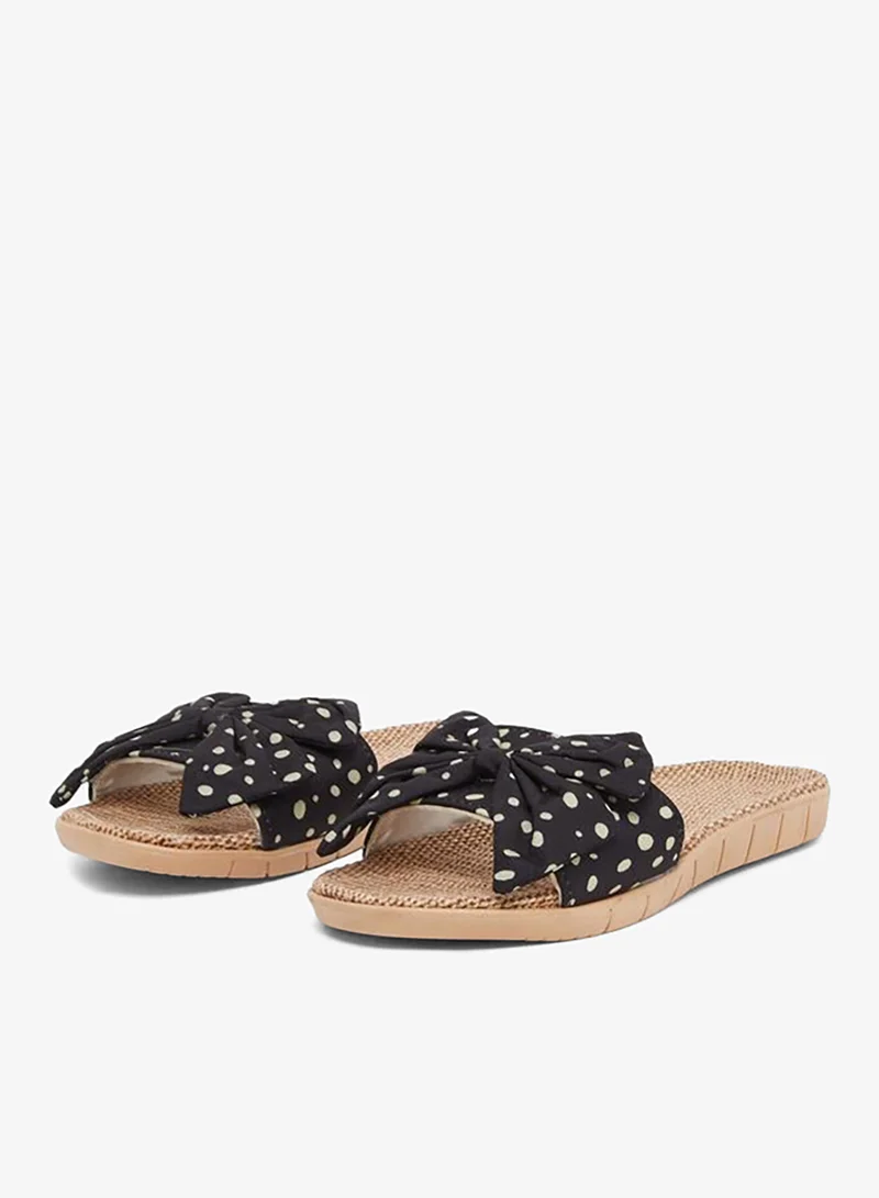 Take Two Polka Dot Print Bow Detail Flat Sandals