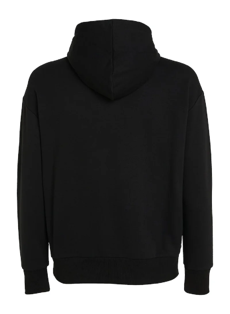 CALVIN KLEIN Men's Nano Logo Pullover Hoodie - Cotton, Black