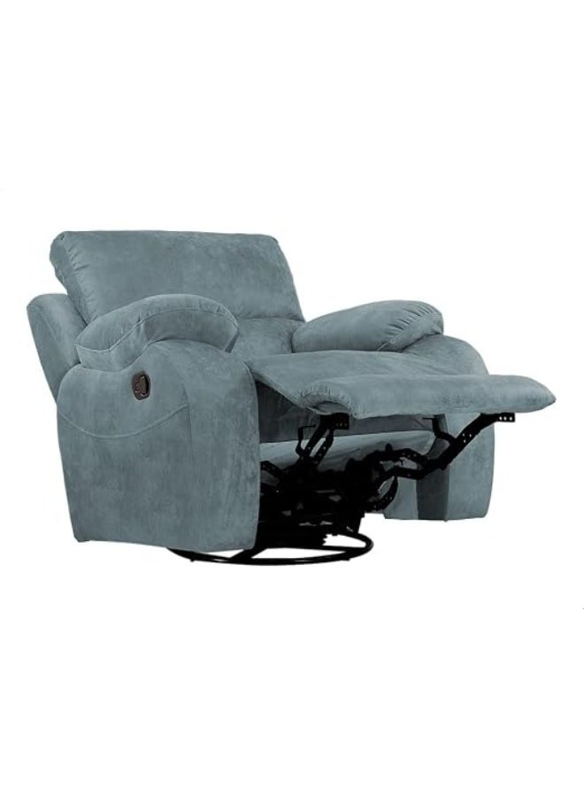 Modern Light Grey Fabric Swivel Rocking Lounge Recliner Chair (1.10 m x 65.3 cm x 1.07 m) - Image 1