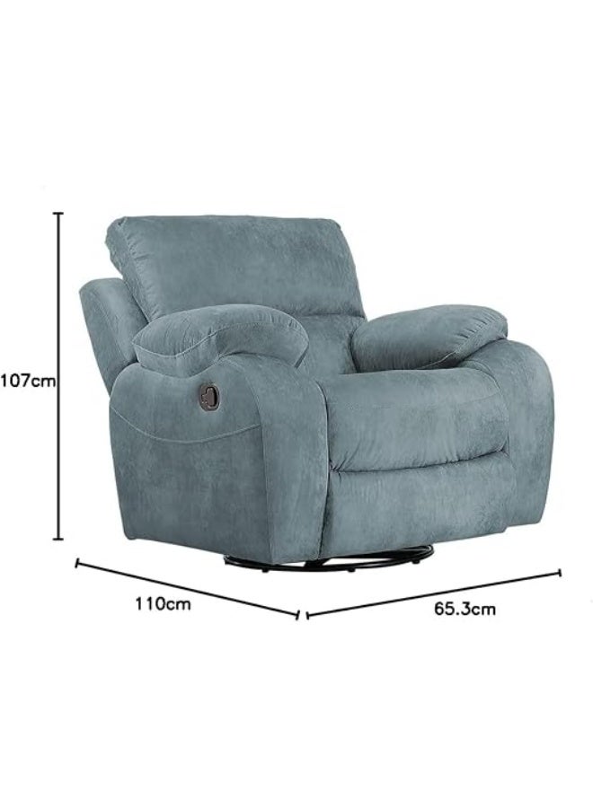 Modern Light Grey Fabric Swivel Rocking Lounge Recliner Chair (1.10 m x 65.3 cm x 1.07 m) - Image 3