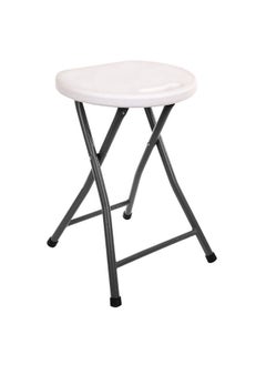 Round Plastic Foldable Stool Metal Frame 32Lx71H , White.