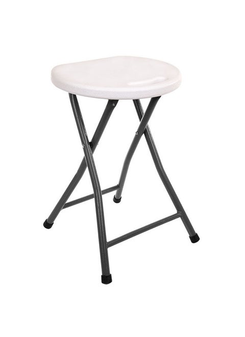 Round Plastic Foldable Stool Metal Frame 32Lx71H , White.