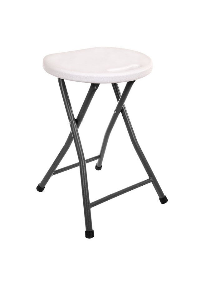 Mintra - Round Plastic Foldable Stool Metal Frame 32Lx71H , White. - Image 1
