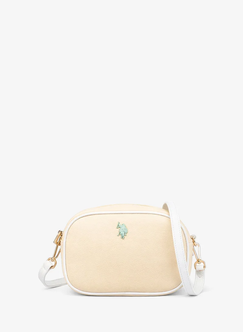 U.S. Polo Assn. Women's Crossbody Bag, Ladies Shoulder Bag Handbag for Ladies Travel Bag for Girls Yellow white