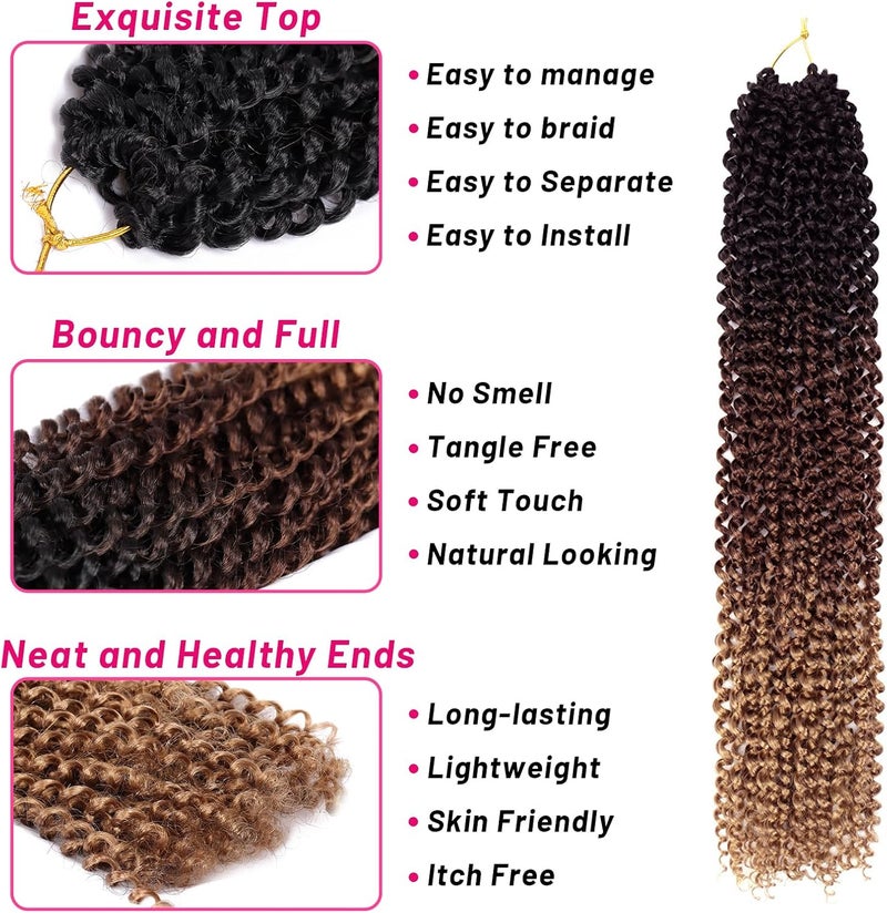 Dorsanee Ombre Passion Twist Hair 24 Inch 7 Packs Water Wave Crochet Hair Long Bohemian Curly Braiding Hair for Butterfly Locs, Faux Locs, Boho Style Spring Twist Crochet Braids (1B/30/27#) - Image 5