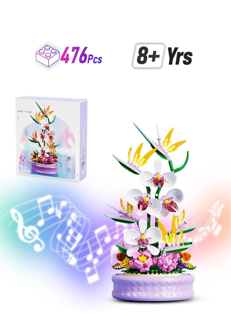 General 476pcs Orchid Music Box Building Block Toys, Collectible Game Model Kit City, Flower Tile Building Toys 8+, Building Blocks, Birthday  - Image 1