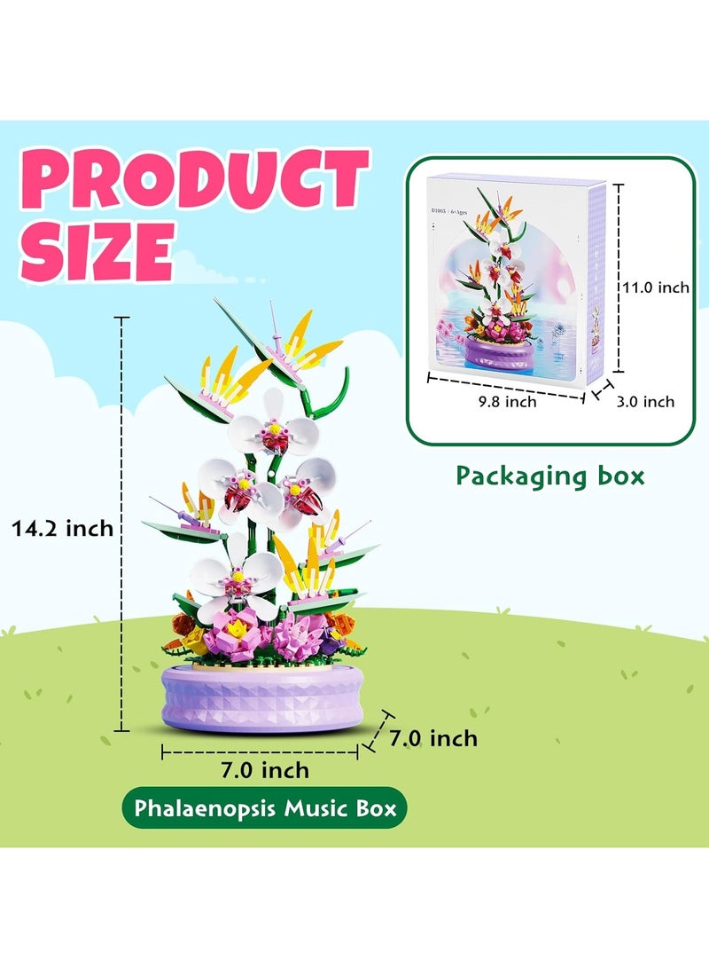General 476pcs Orchid Music Box Building Block Toys, Collectible Game Model Kit City, Flower Tile Building Toys 8+, Building Blocks, Birthday  - Image 2