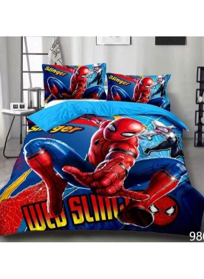 Generic Bed sheet ,one Duvet cover ,two pillow cover print of spider man (120x200 cm,) 