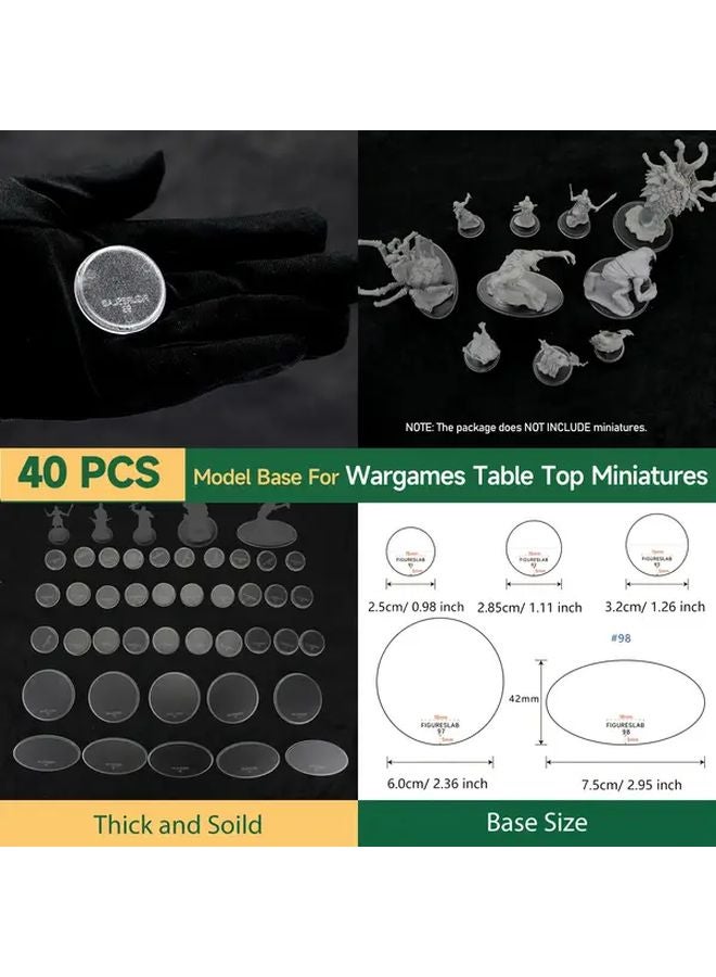 40Pcs Clear Plastic Miniature Bases 5 Sizes 25 28 32 60 70mm For Tabletop RPG Wargames - Image 3