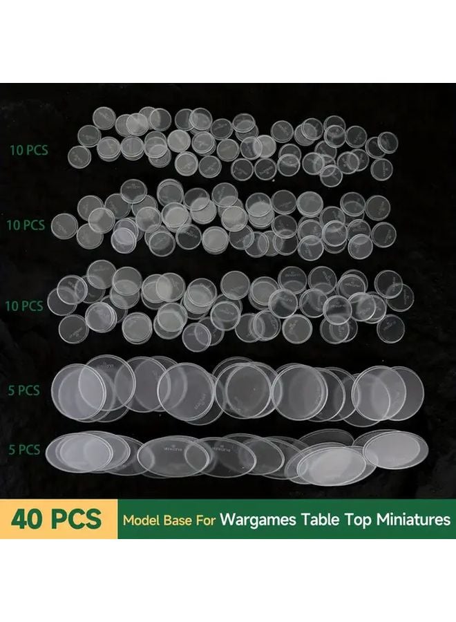 40Pcs Clear Plastic Miniature Bases 5 Sizes 25 28 32 60 70mm For Tabletop RPG Wargames - Image 2