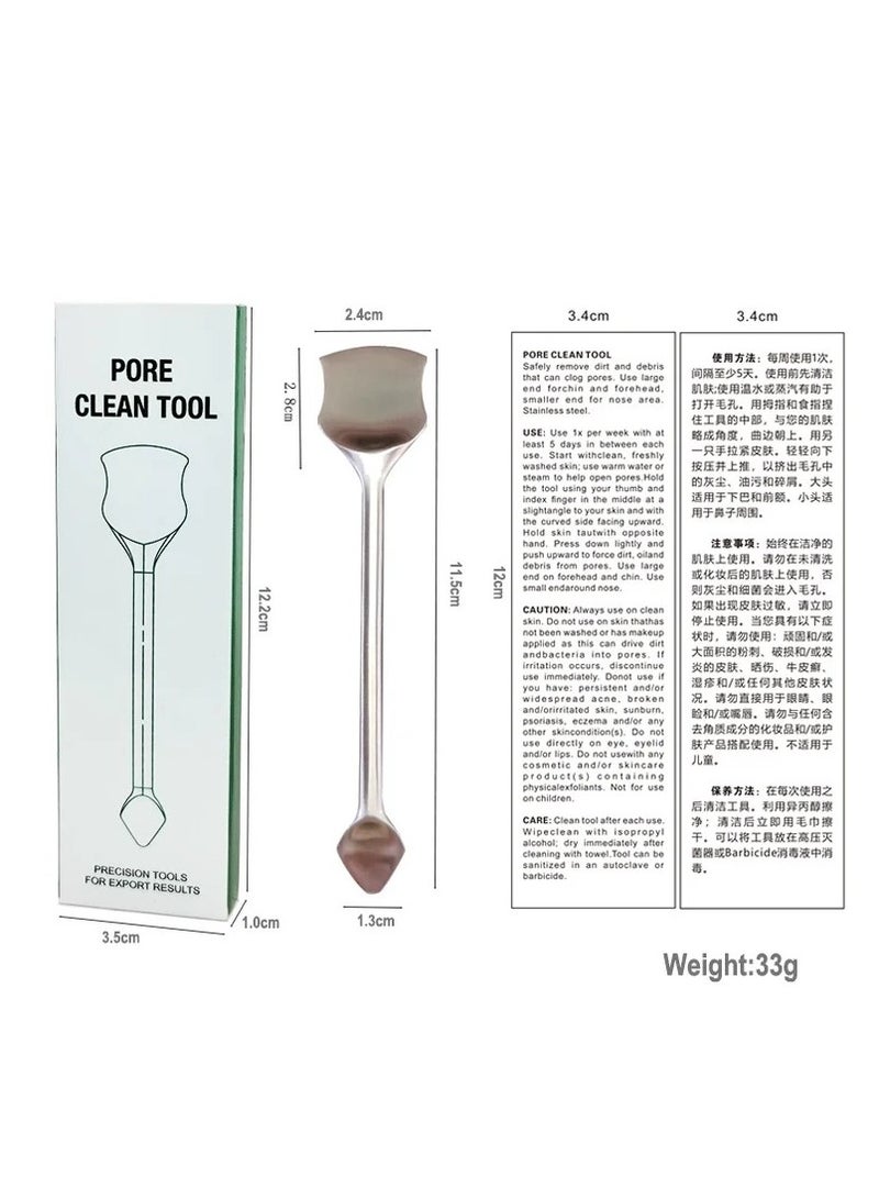 Generic Stainless Steel Pore Cleaning Tools, Blackhead Cleaners, Acne Cleaning Beauty Spatulas, Makeup Removal Tools, Comedone & Whitehead Extraction – Facial Skin Scrubber for Nose, T-zone & Makeup Removal  - Image 2