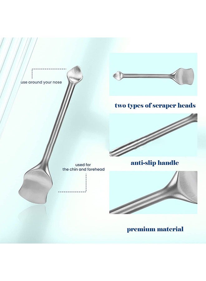 Generic Stainless Steel Pore Cleaning Tools, Blackhead Cleaners, Acne Cleaning Beauty Spatulas, Makeup Removal Tools, Comedone & Whitehead Extraction – Facial Skin Scrubber for Nose, T-zone & Makeup Removal  - Image 3