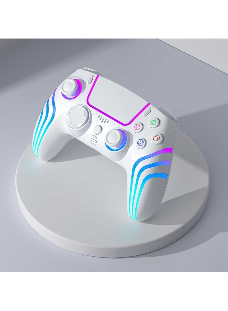 porodo PS4 Wireless Controller 6-Axis Gyro and Ergonomic Design / Long Hours Working Time / Customizable LED Light / Multi-Platform Compatibility / Long-Range Working Distance / Type-C Charging Ports - White  - Image 2