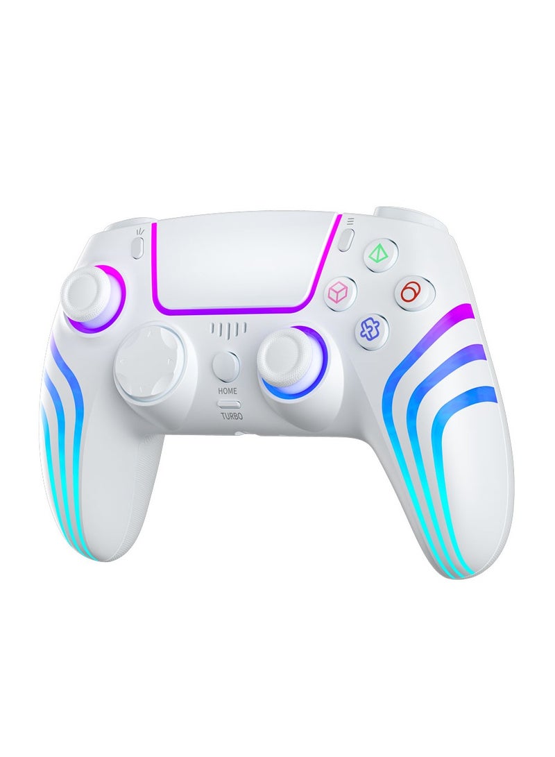 porodo PS4 Wireless Controller 6-Axis Gyro and Ergonomic Design / Long Hours Working Time / Customizable LED Light / Multi-Platform Compatibility / Long-Range Working Distance / Type-C Charging Ports - White  - Image 5