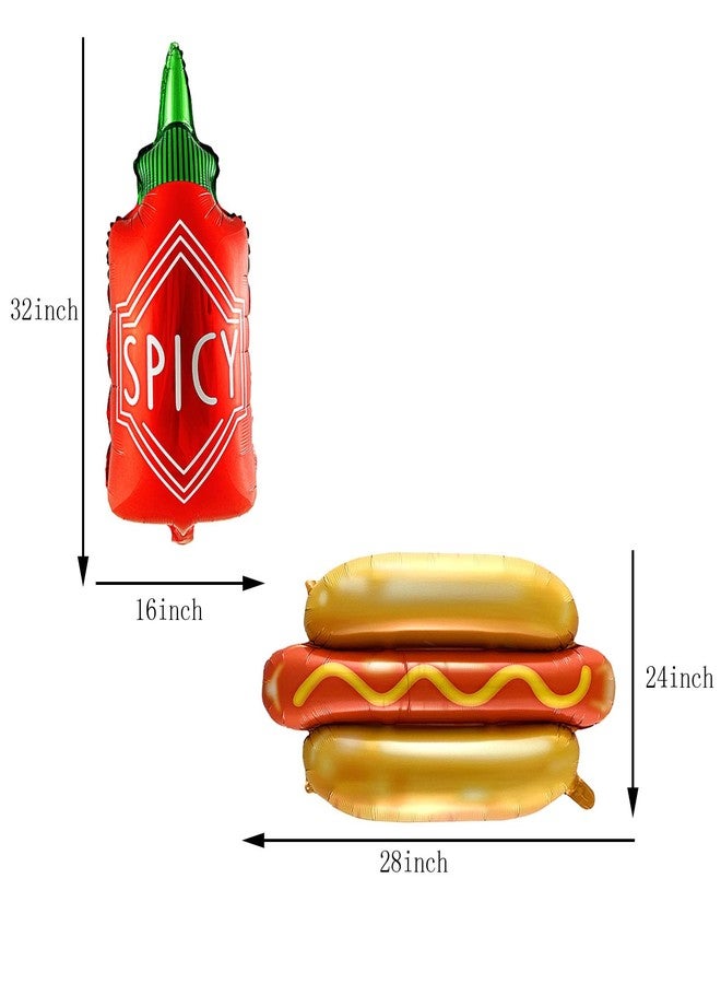 DYT 6PCS Hamburger Hot Dog Ketchup Bottles Mustard Bottles Foil Mylar Balloons Food Balloons for Birthday Barbecue Picnic Cookout Fast Food Snacks Themed Party Decorations - Image 3