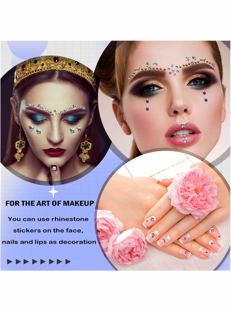 Excefore Bindi Dots Face Jewels Face Jewelry For Women Face Gems Stick On Eye Forehead Crystals Sticker Tears Rainbow Pearl Rhinestones For Makeup Party Festival Accessory Nail Art Decoration(4 Sheets) - Image 2