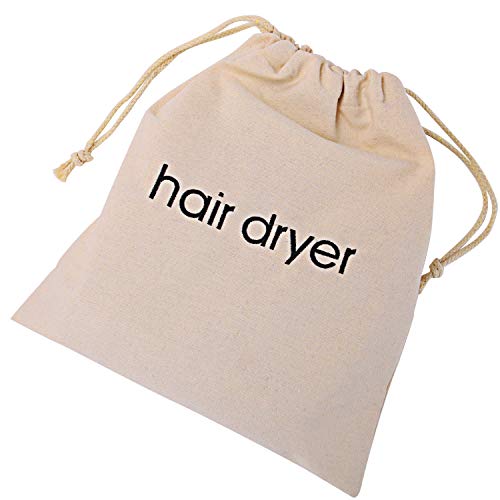 Senkary Hair Dryer Bags Drawstring Hairdryer Travel Bag Cotton Hair Dryer Storage Bag, 11.8 Inch by 13.8 Inch (Beige) - Image 1
