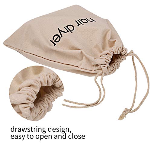 Senkary Hair Dryer Bags Drawstring Hairdryer Travel Bag Cotton Hair Dryer Storage Bag, 11.8 Inch by 13.8 Inch (Beige) - Image 3
