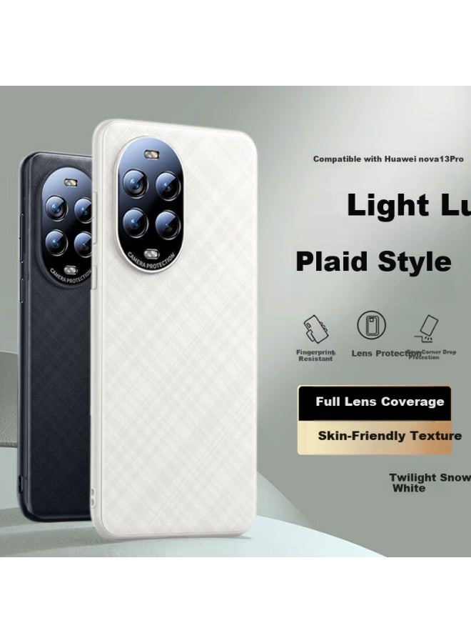 Purecolor Huawei Nova 13 Pro Case, Full-coverage Soft Edge, Anti-drop, Lightweight, Anti-slip, Anti-fingerprint, Premium Plaid Phone Protective Case - Twilight Snow White - Image 1