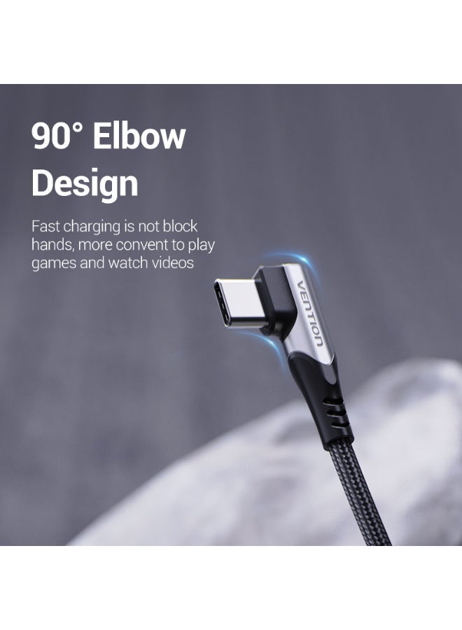 VENTION USB-C Right Angle to USB 2.0-A Cable 1M Gray Aluminum Alloy Type Model # COEHF - Image 3