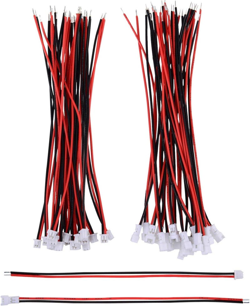 EBOOT 20 زوج 125 مم متوافق مع موصلات JST 2 دبوس ميكرو الكهربائية ذكر وأنثى مع كابل سلك بطول 10 سم - Image 1