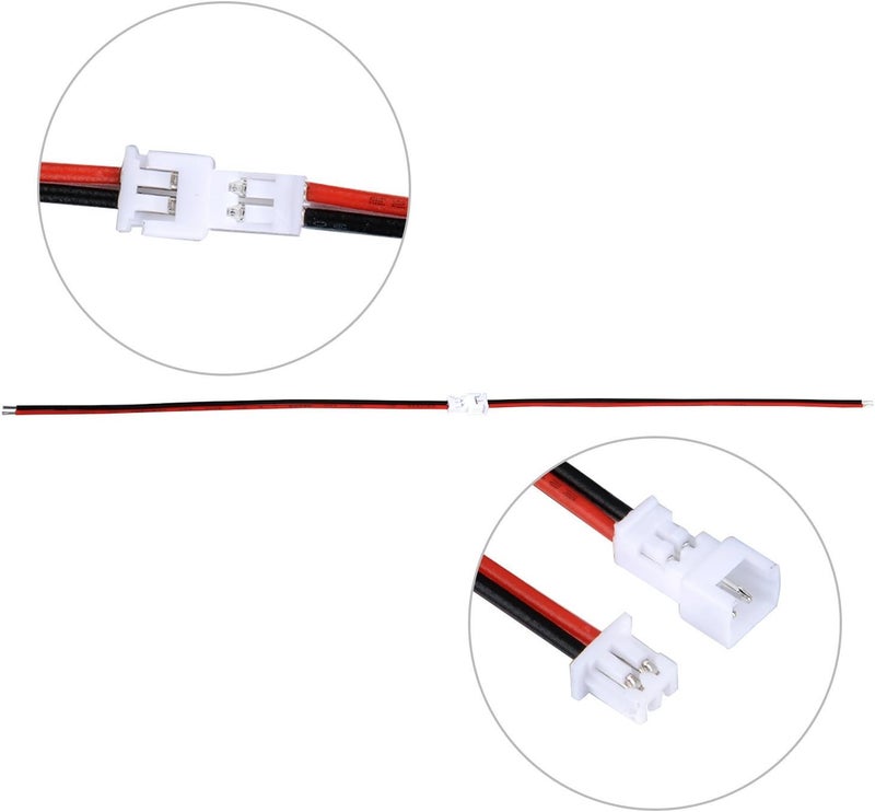 EBOOT 20 زوج 125 مم متوافق مع موصلات JST 2 دبوس ميكرو الكهربائية ذكر وأنثى مع كابل سلك بطول 10 سم - Image 3
