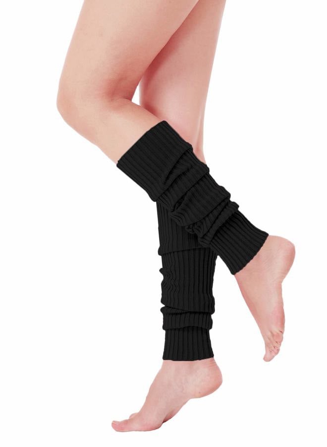 v28 Women Juniors 80s Eighty's Ribbed Leg Warmers for Party Sports (Black) - Image 2