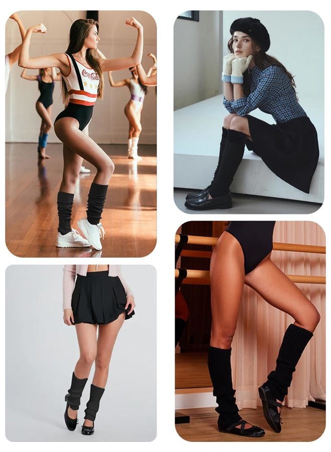 v28 Women Juniors 80s Eighty's Ribbed Leg Warmers for Party Sports (Black) - Image 3