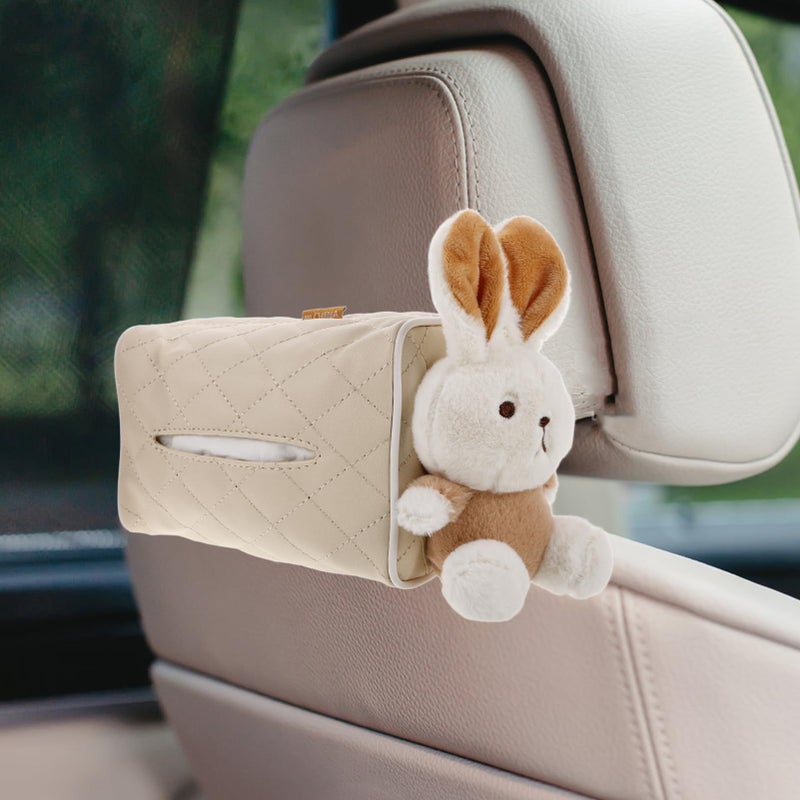 Cartoon Plush Rabbit Car Tissue Holder Soft Hanging Dispenser Easy Installation - Image 5