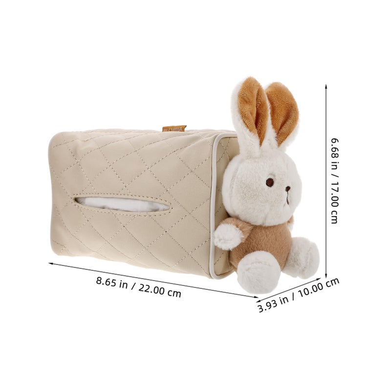 Cartoon Plush Rabbit Car Tissue Holder Soft Hanging Dispenser Easy Installation - Image 3