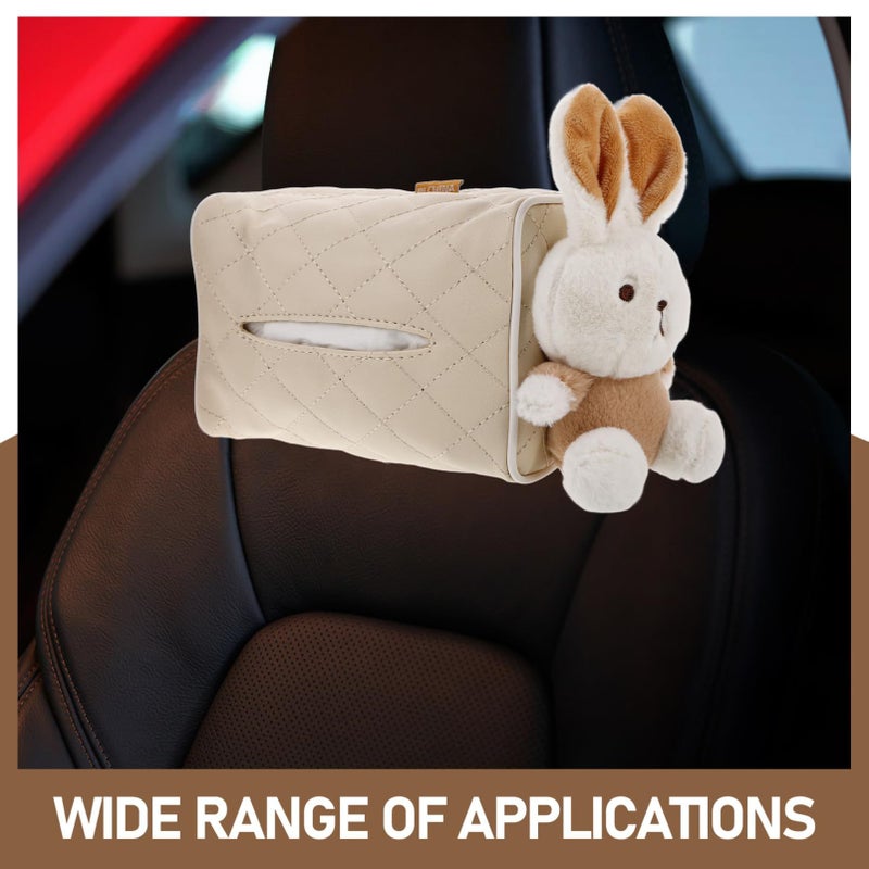 Cartoon Plush Rabbit Car Tissue Holder Soft Hanging Dispenser Easy Installation - Image 4