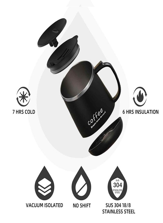 VPRO 12oz Stainless Steel Insulated Coffee Mug with Spoon and Handle, Double Wall Insulated Coffee Travel Mug with Lid Thermal Cup for Outdoor (Brown) - Image 2