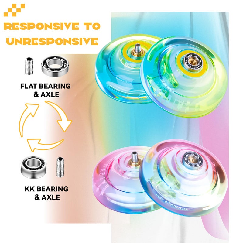 MAGICYOYO Responsive Yoyo Professional K2 Crystal, Dual Purpose Yoyo for Beginner and Advanced Players, Plastic Gradient Yoyos with 12 Yoyo Strings, Yo-Yo Case, Accessory Kit (Gradient Yoyo Pack) - Image 3
