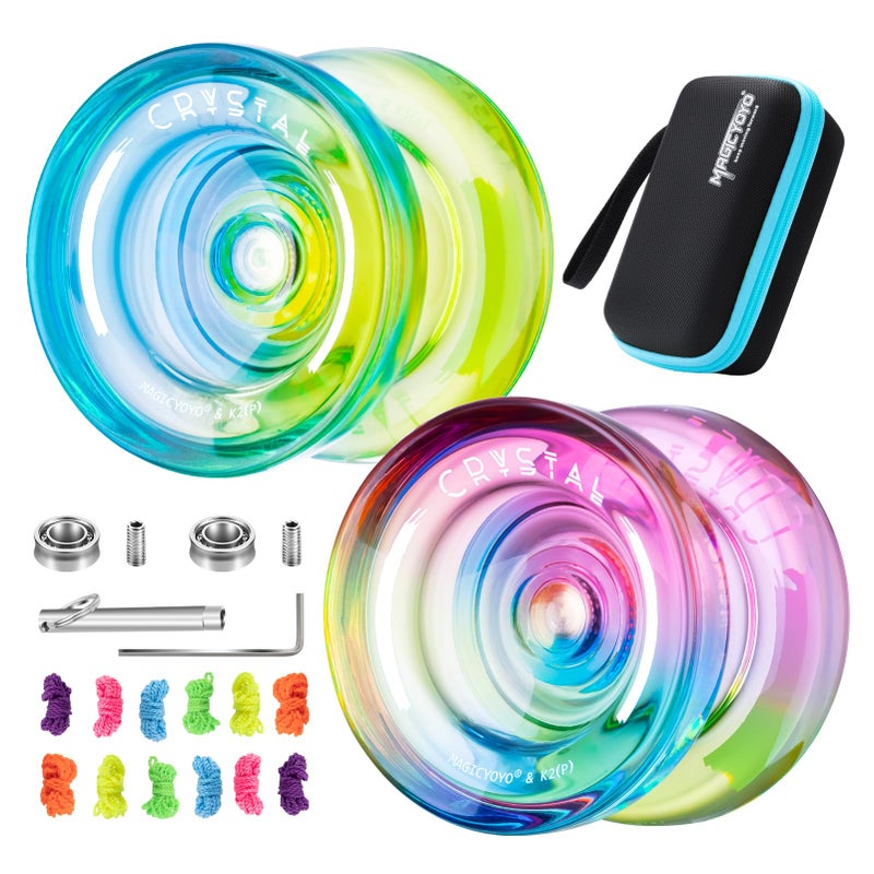 MAGICYOYO Responsive Yoyo Professional K2 Crystal, Dual Purpose Yoyo for Beginner and Advanced Players, Plastic Gradient Yoyos with 12 Yoyo Strings, Yo-Yo Case, Accessory Kit (Gradient Yoyo Pack) - Image 1